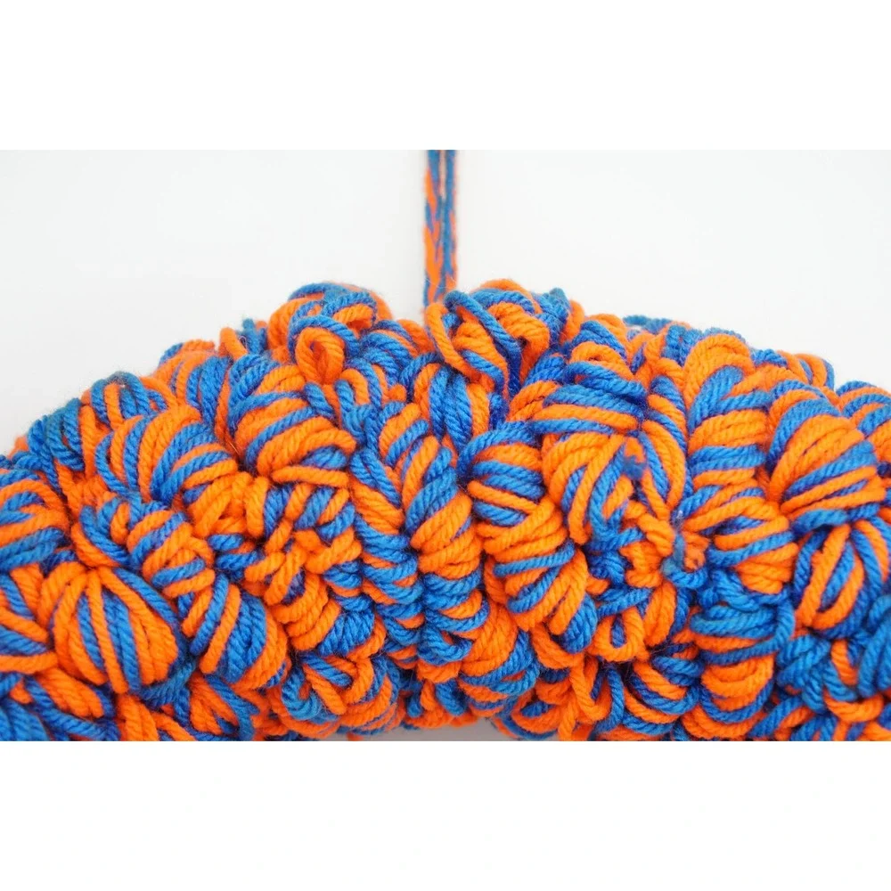 Handmade Yarn Wreath 15.5in Orange Blue Door Decor Florida Gators Football EUC